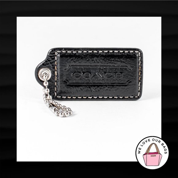 2.5" Large COACH BLACK PATENT LEATHER KEY FOB BAG CHARM KEYCHAIN HANGTAG TAG - Picture 1 of 1